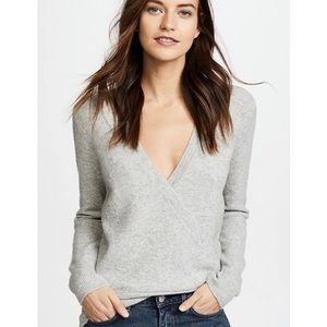 Madewell Woman's Lightweight Grey Wrap Front Pullover Sweater